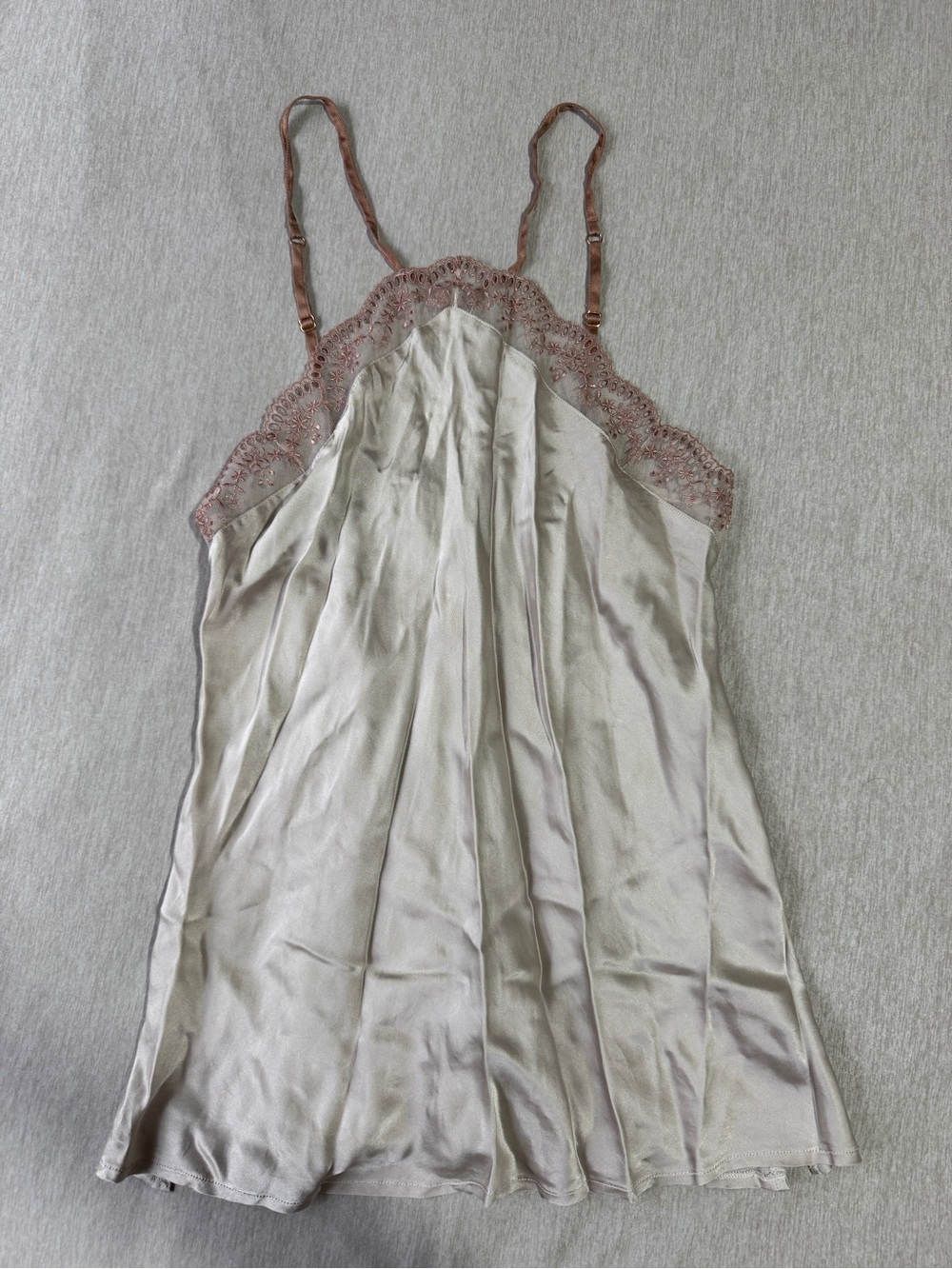 Intimissimi Lingerie Silk Satin Lace Chemise Nightgown Ivory M